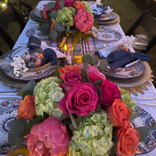 Outdoor soiree floral arrangement